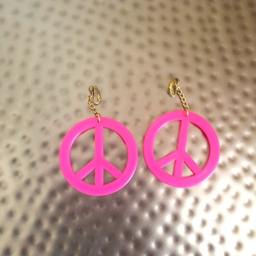 Groovy Pink Peace Sign Earrings